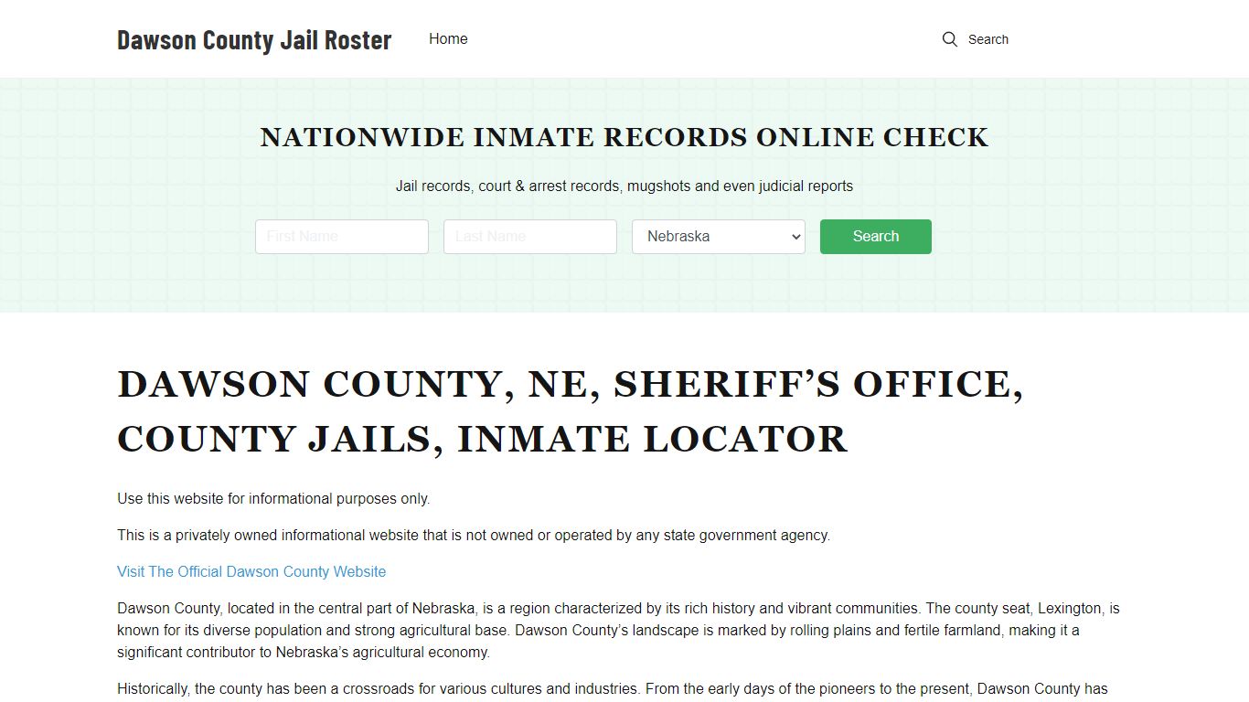 Dawson County, NE, Sheriff Office, Jails, Inmate Search