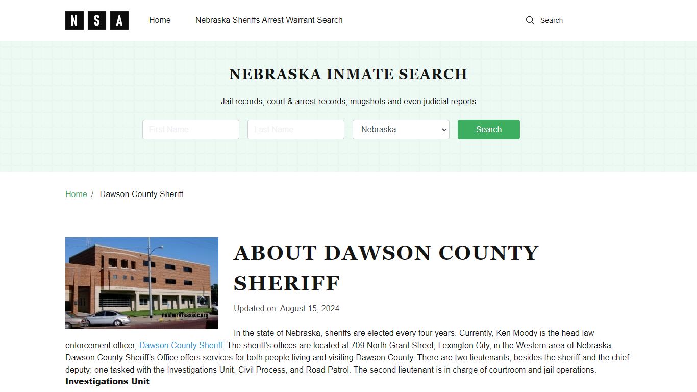 Dawson County Sheriff, Nebraska and County Jail Information